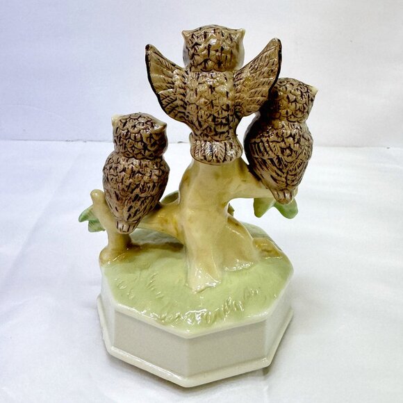 Vintage Owls Musical Figurine Porcelain song Beautiful Morning *VIDEO* - Picture 6 of 7